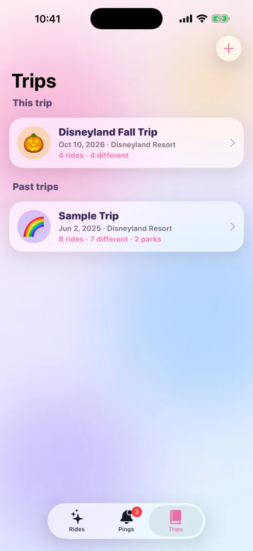 Current and past trips